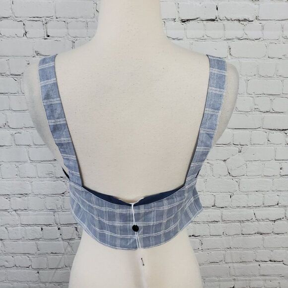 NWT Lovers + Friends tie front plaid crop top M - Picture 3 of 6